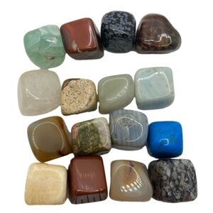 x16 Semi Precious Gemstones Shiny Tumbled Square Shape Healing Crystals